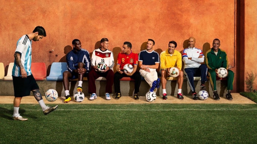 International football legends and World Cup era kits — Adidas campaign
